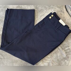 ~NWT Chico's Navy Wide leg Cropped Pants with Gold Button Accents